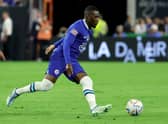 Callum Hudson-Odoi #20 of Chelsea dribbles the ball up the pitch against Club AmÃ©rica during their preseason  (Photo by Ethan Miller/Getty Images)