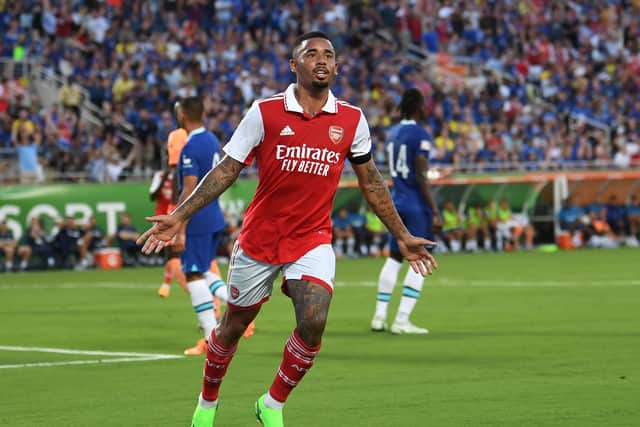 Gabriel Jesus celebrates scoring Arsenal’s 1st goal during the Florida Cup match  (Photo by David Price/Arsenal FC via Getty Images)