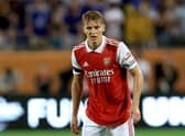 Martin Ãdegaard #8 of Arsenal runs a play during the Florida Cup match (Photo by Sam Greenwood/Getty Images)
