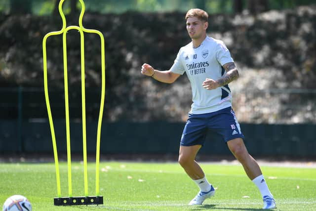 Emile Smith Rowe of Arsenal during a training session at London Colney on July 29, 2022 in St Albans (Photo by Stuart MacFarlane/Arsenal FC via Getty Images)