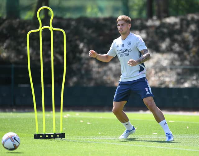 Emile Smith Rowe of Arsenal during a training session at London Colney on July 29, 2022 in St Albans (Photo by Stuart MacFarlane/Arsenal FC via Getty Images)
