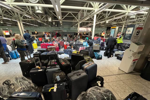Uncollected suitcases at Heathrow’s terminal three. Photo: AFP via Getty Images