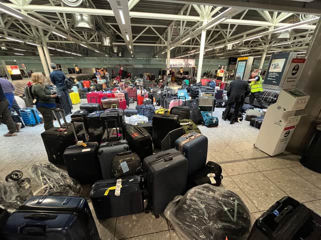 Uncollected suitcases at Heathrow’s terminal three. Photo: AFP via Getty Images
