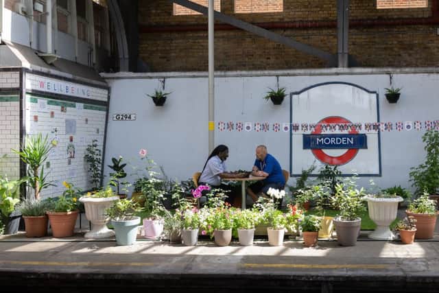 Staff in the wellbeing area at Morden station. Photo: TfL