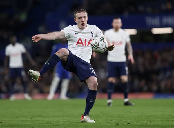 Oliver Skipp of Spurs in action during the Carabao Cup Semi Final First Leg match  (Photo by Julian Finney/Getty Images)