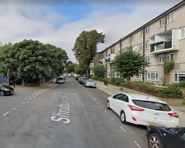 The junction of Albion Drive and Shrubland Road, where a man was shot dead in his car. Credit: Google