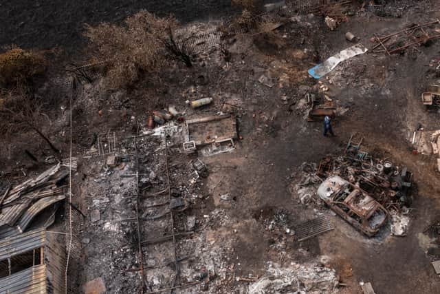 The destruction in Wennington, east London, after fires ravaged the village and destroyed around 19 homes. Credit: Dan Kitwood/Getty Images