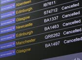 A departures board showing cancelled BA flights from Heathrow. Photo: Getty