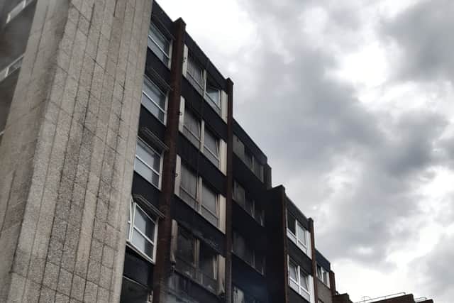 The scene at the flats this morning after the fire and explosion. Photo: LFB