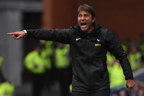 Tottenham Hotspur’s Italian head coach Antonio Conte reacts during the friendly football match (Photo by ANDY BUCHANAN/AFP via Getty Images)