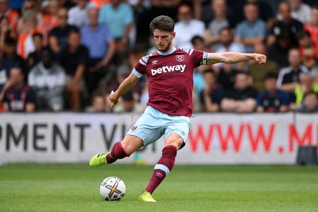  Declan Rice of West Ham United during a Pre-Season Friendly at Kenilworth Road between Luton Town  (Photo by Justin Setterfield/Getty Images)
