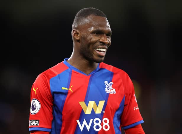<p>Christian Benteke of Crystal Palace smiles during the Premier League match (Photo by Alex Pantling/Getty Images)</p>