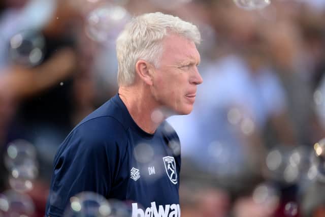 David Moyes, Manager of West Ham United looks on during the Premier League match Photo by Mike Hewitt/Getty Images)