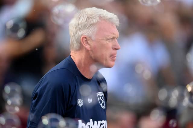 David Moyes, Manager of West Ham United looks on  during the Premier League match Photo by Mike Hewitt/Getty Images)