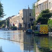 Firefighters are tackling flooding on Hornsey Road in Islington, while multiple roads have been closed and people are being urged to avoid the area. Photo: LFB