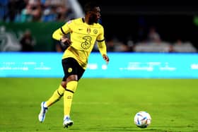 Callum Hudson-Odoi of Chelsea runs with the ball during the Pre-Season Friendly match (Photo by Jacob Kupferman/Getty Images)