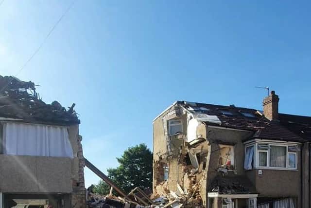 A child has died after a house collapsed in Thornton Heath. Photo: LFB