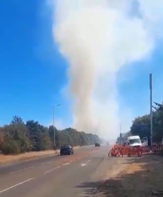 A fire has broken out in Lambs Lane, Rainham. Credit: Maria Lang