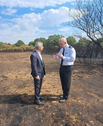 Sadiq Khan with assistant commissioner Jonathan Smith. Credit: LFB