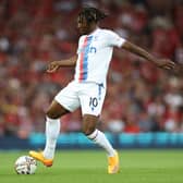 Eberechi Eze of Crystal Palace on the ball during the Premier League match  (Photo by Clive Brunskill/Getty Images)