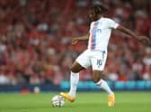 Eberechi Eze of Crystal Palace on the ball during the Premier League match  (Photo by Clive Brunskill/Getty Images)