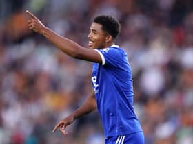 Wesley Fofana of Leicester City celebrates after scoring their side's third goal during the Pre-Season Friendly  (Photo by George Wood/Getty Images)