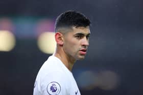 Cristian Romero of Tottenham Hotspur looks on during the Premier League match (Photo by Alex Livesey/Getty Images)