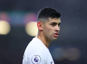Cristian Romero of Tottenham Hotspur looks on during the Premier League match (Photo by Alex Livesey/Getty Images)