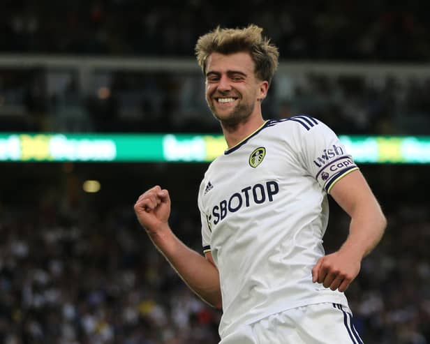  Patrick Bamford of Leeds United celebrates scoring a goal during the pre-season friendly match  (Photo by Ashley Allen/Getty Images)