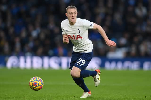 Oliver Skipp of Tottenham Hotspur in action during the Premier League match (Photo by Mike Hewitt/Getty Images)