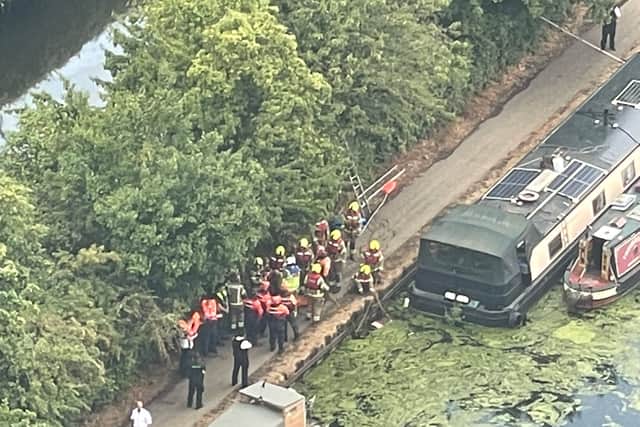 Officers, firefighters and paramedics attended the scene, where the body of a man was recovered from the water. Pic: Supplied