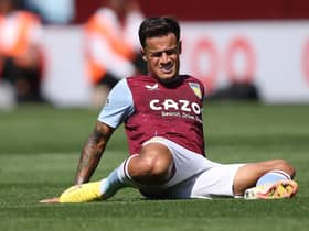  Philippe Coutinho of Aston Villa reacts before being substituted with an injury during the Premier League match  (Photo by Marc Atkins/Getty Images)