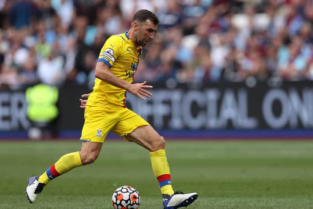 James McArthur of Crystal Palace during the Premier League match between West Ham United   (Photo by Eddie Keogh/Getty Images)