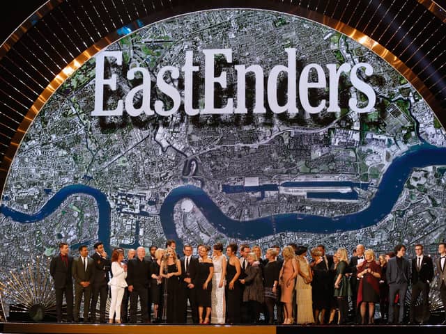 JANUARY 20: The cast of Eastenders accept the Serial Drama award at the 21st National Television Awards at The O2 Arena on January 20, 2016 in London, England