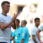 Croatian midfielder Ivan Perisic applauds supporters after the English Premier League football match  (Photo by CHRIS RADBURN/AFP via Getty Images)