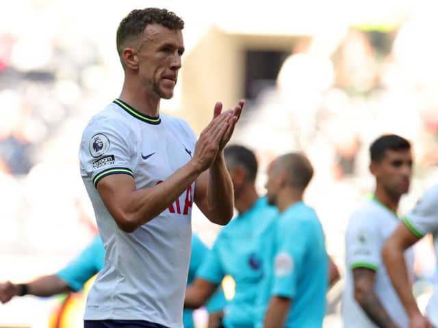 Croatian midfielder Ivan Perisic applauds supporters after the English Premier League football match  (Photo by CHRIS RADBURN/AFP via Getty Images)