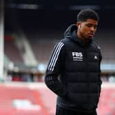 Wesley Fofana of Leicester City inspects the pitch prior to the UEFA Conference League Quarter (Photo by Dean Mouhtaropoulos/Getty Images)