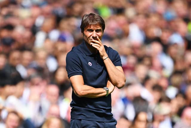 Antonio Conte, Manager of Tottenham Hotspur, looks on during the Premier League (Photo by Clive Mason/Getty Images)