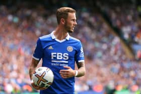  James Maddison of Leicester City during the Premier League match between Leicester City (Photo by Marc Atkins/Getty Images)