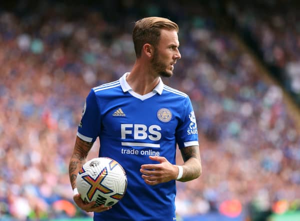  James Maddison of Leicester City during the Premier League match between Leicester City (Photo by Marc Atkins/Getty Images)
