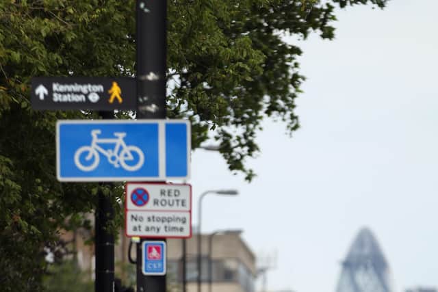 A cyclist in Kennington using the designated lane. Photo: Dan Kitwood/Getty Images