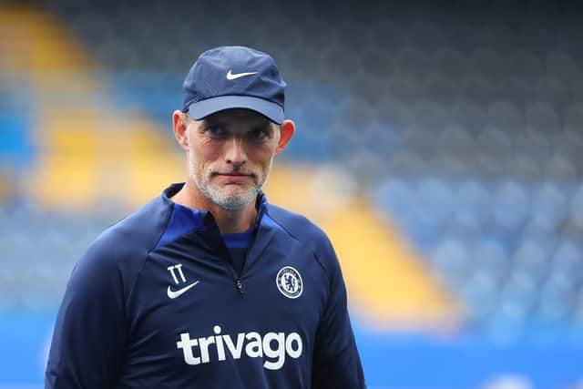 Thomas Tuchel, Chelsea manager, looks on during a Chelsea Training Session at Stamford Bridge (Photo by Andrew Redington/Getty Images)