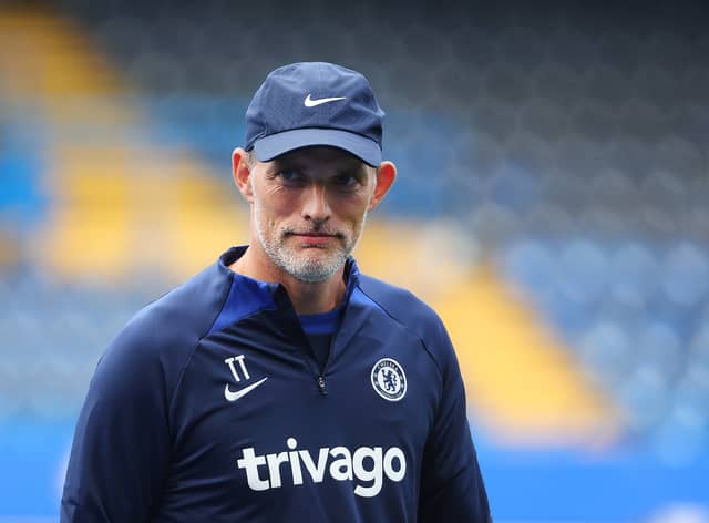 Thomas Tuchel, Chelsea manager, looks on during a Chelsea Training Session at Stamford Bridge (Photo by Andrew Redington/Getty Images)