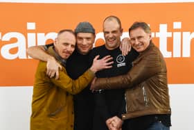 Actors Ewen Bremner, Ewan McGregor, Jonny Lee Miller and Robert Carlyle, stars of Trainspotting, promoting the film’s sequel T2. Photo: Getty