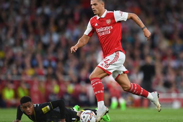 Granit Xhaka surges forward against Aston Villa