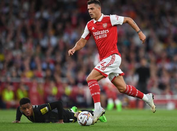 Granit Xhaka surges forward against Aston Villa