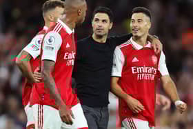 Mikel Arteta celebrates Arsenal’s 2-1 win over Aston Villa