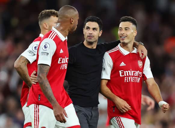 Mikel Arteta celebrates Arsenal’s 2-1 win over Aston Villa