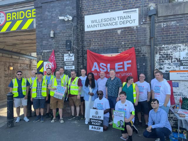 Dawn Butler MP joins a picket line in Willesden Green. Credit: Aslef