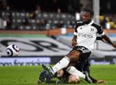 Fulham’s Josh Onomah is tackled by Manchester City’s Aymeric Laporte. Picture: Justin Setterfield/PA